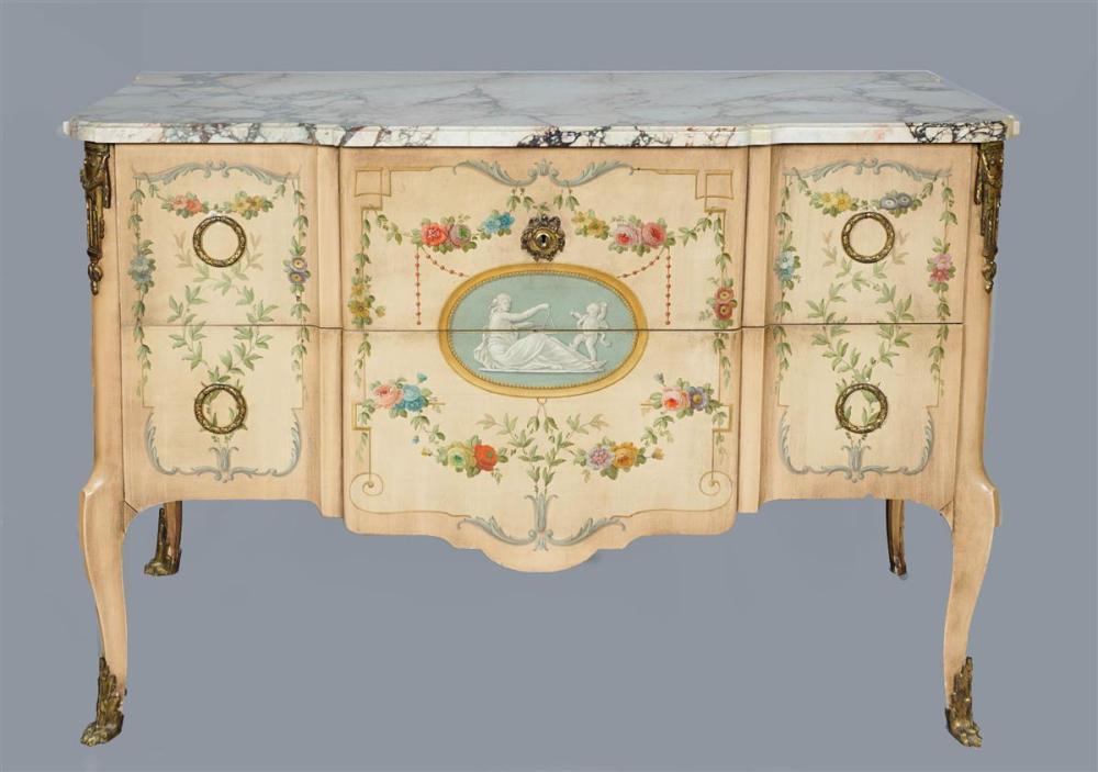 LOUIS XV/XVI STYLE PAINTED COMMODELOUIS