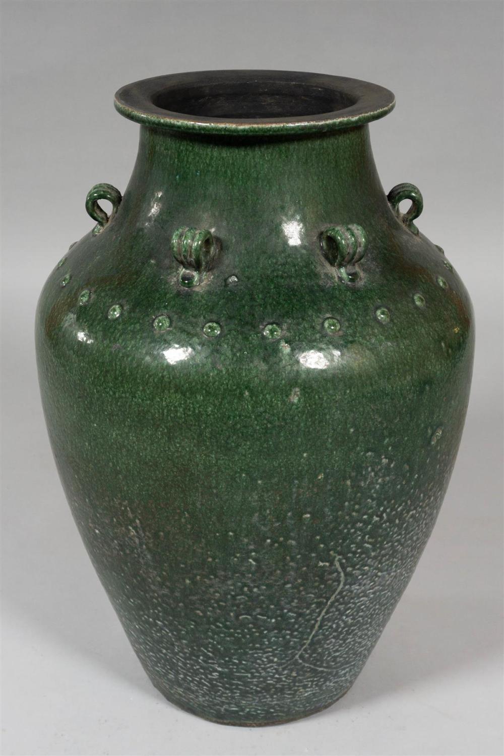 LARGE PERSIAN STYLE GREEN-GLAZED