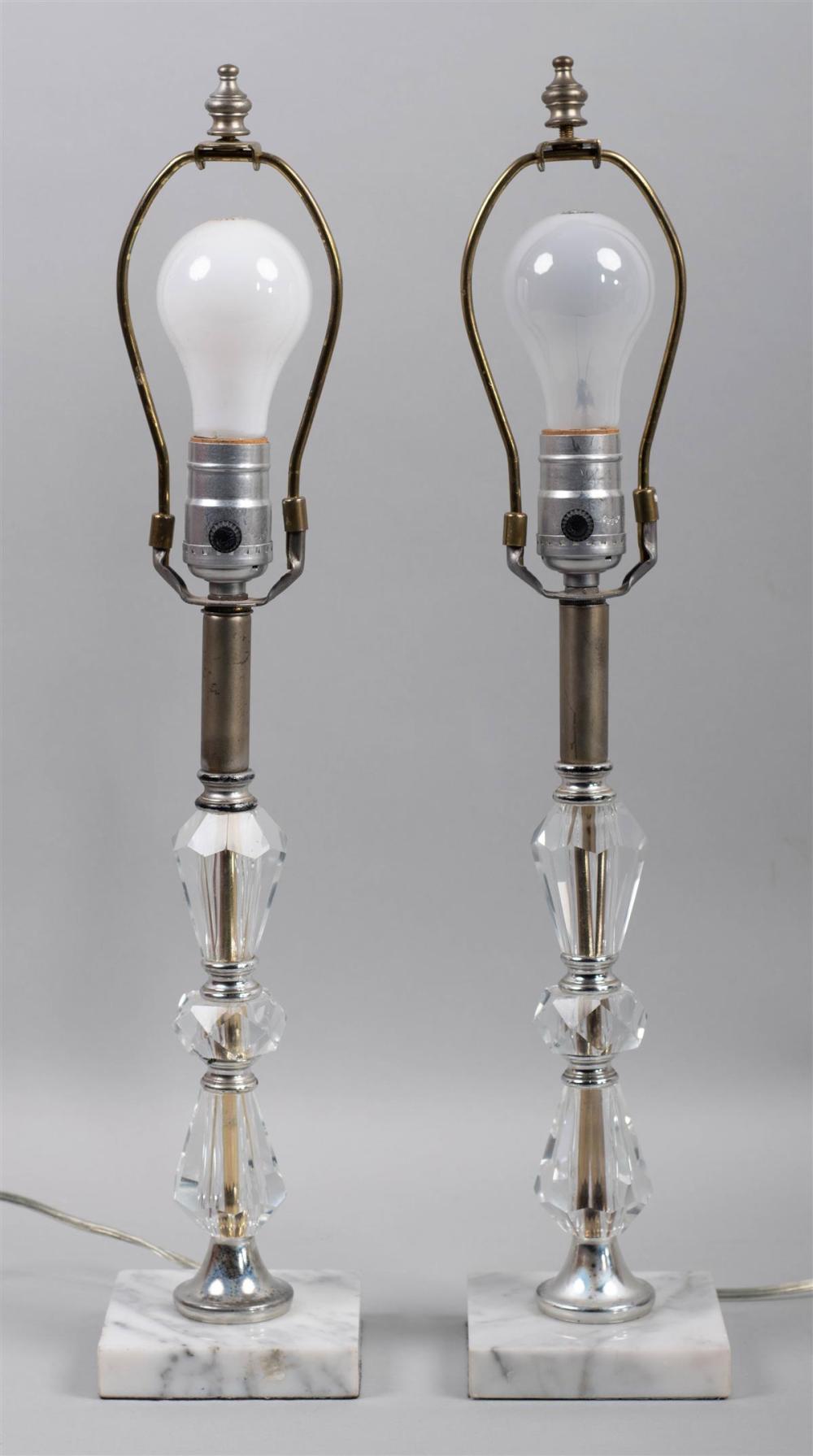 PAIR OF FACETED GLASS BOUDOIR LAMPSPAIR 33b111
