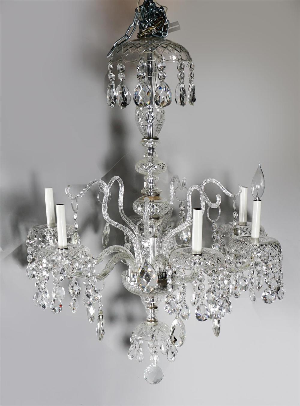 IRISH CUT GLASS SIX LIGHT CHANDELIER  33b115