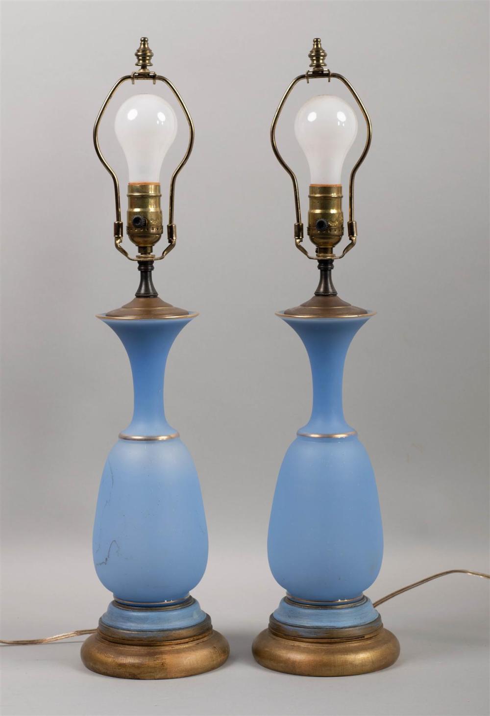 PAIR OF FROSTED PALE BLUE GLASS 33b10d