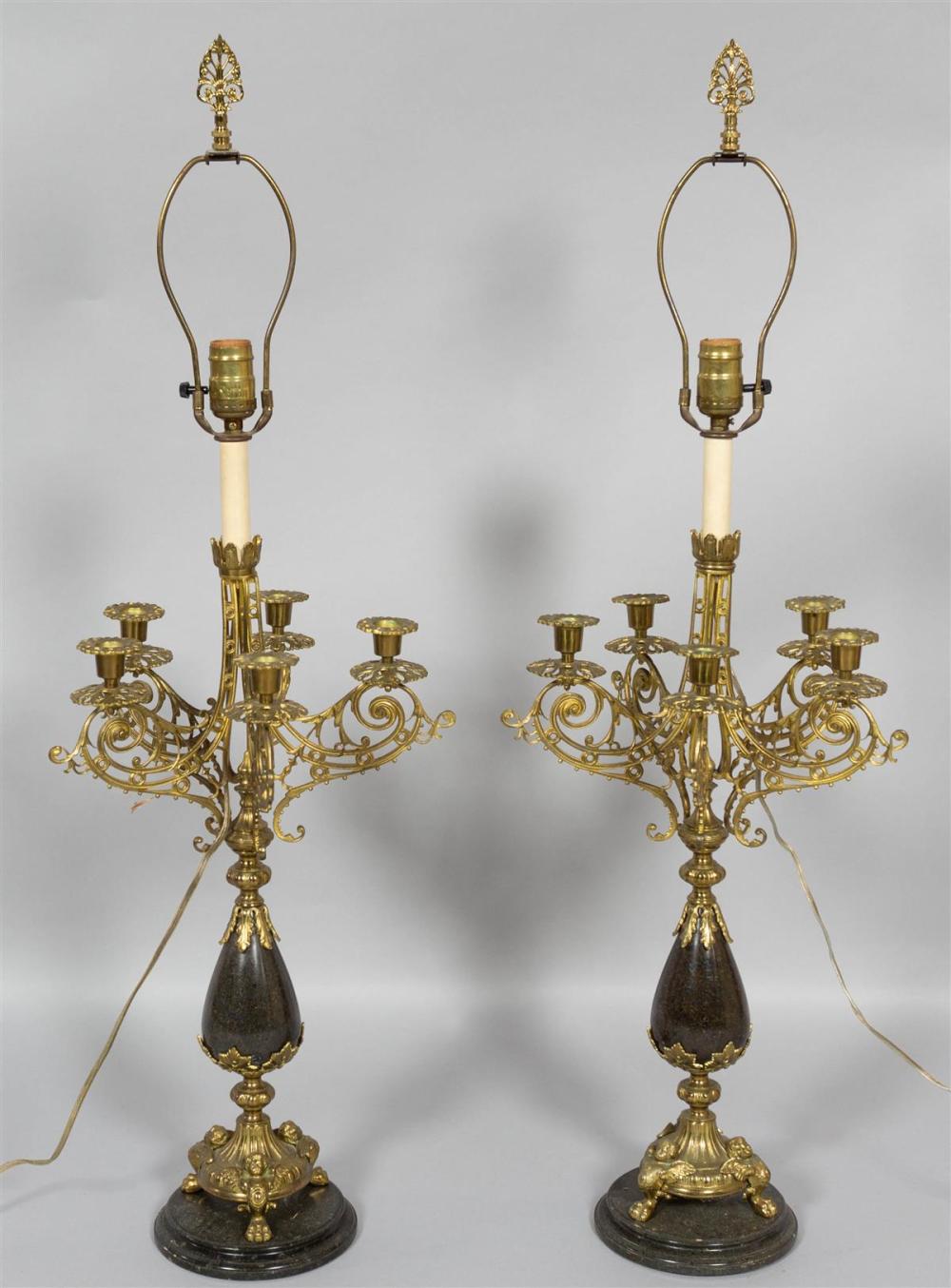 PAIR OF FRENCH GILT METAL AND BLACK