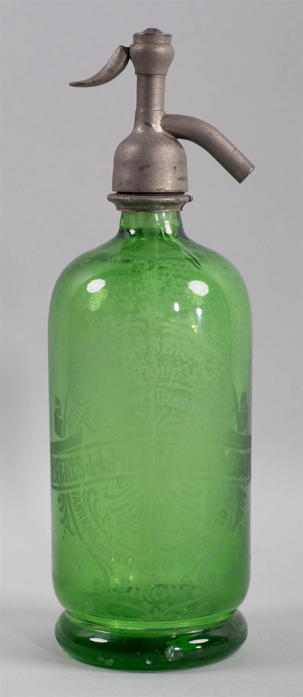 LOUIS GENDRY PARIS GREEN GLASS SODA