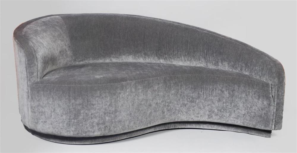 MODERN GREY UPHOLSTERED CURVED VELVET