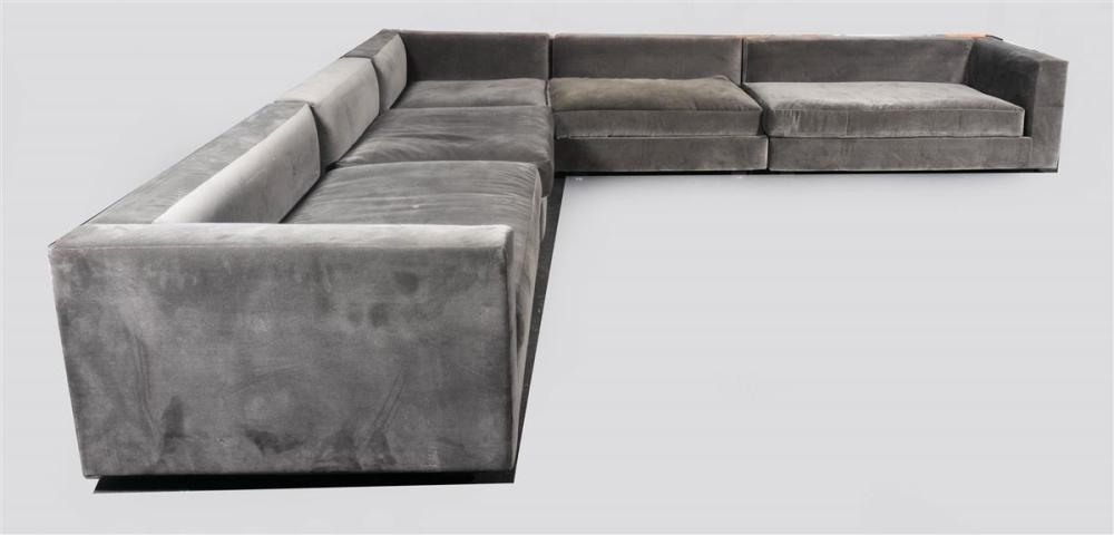 CAMERICH GREY MICROSUEDE L-SHAPED SOFACAMERICH