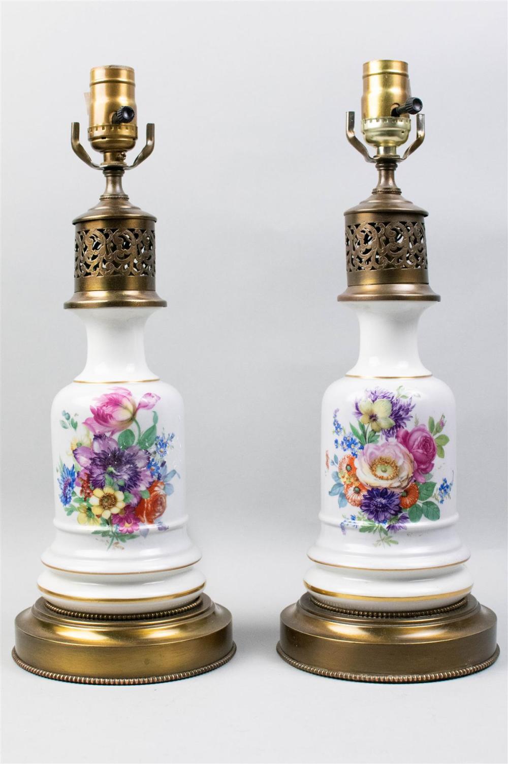 PAIR OF BRASS MOUNTED PORCELAIN