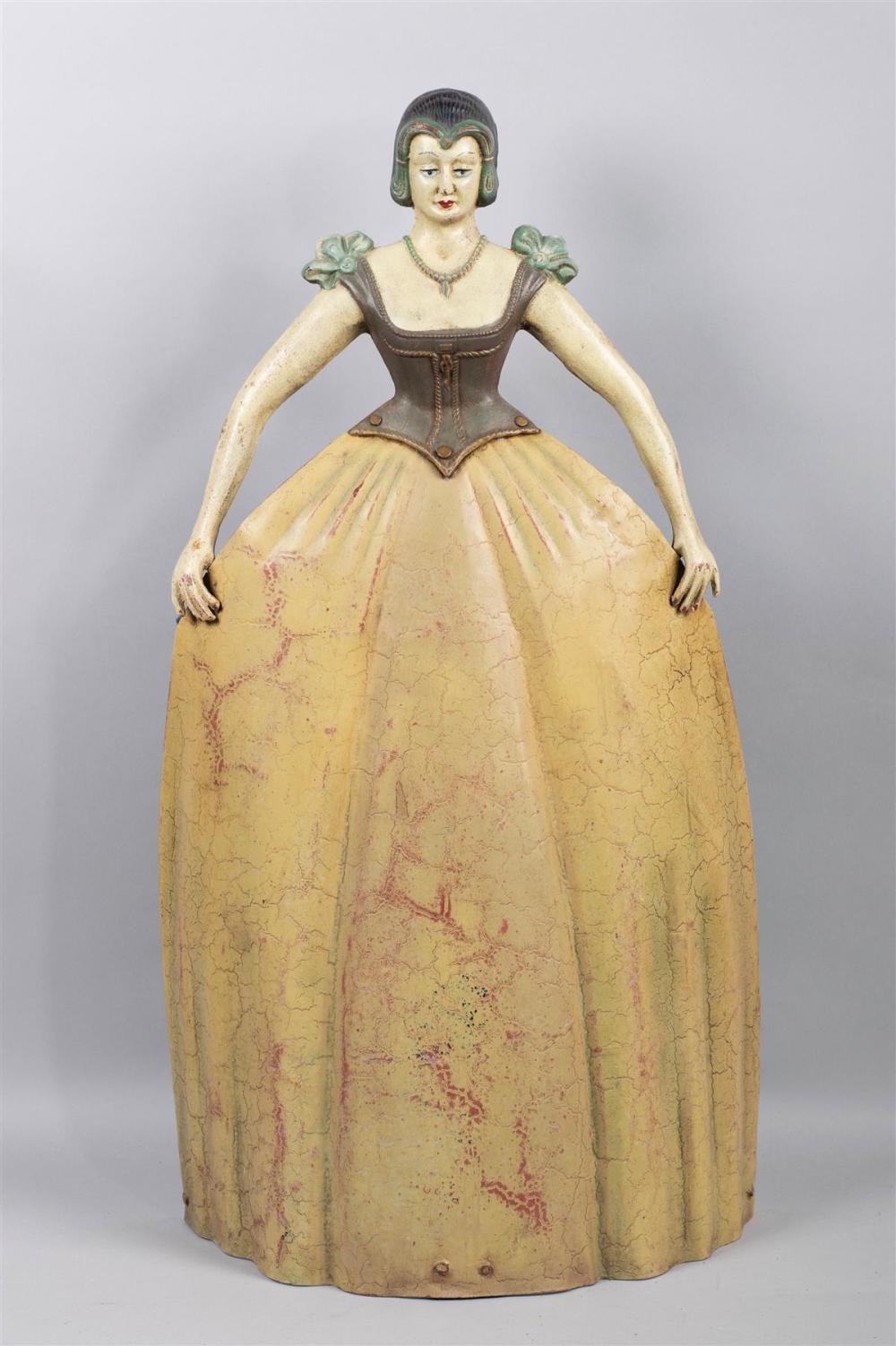 POLYCHROME TIN MOLDED FIGURE OF A MAIDENPOLYCHROME