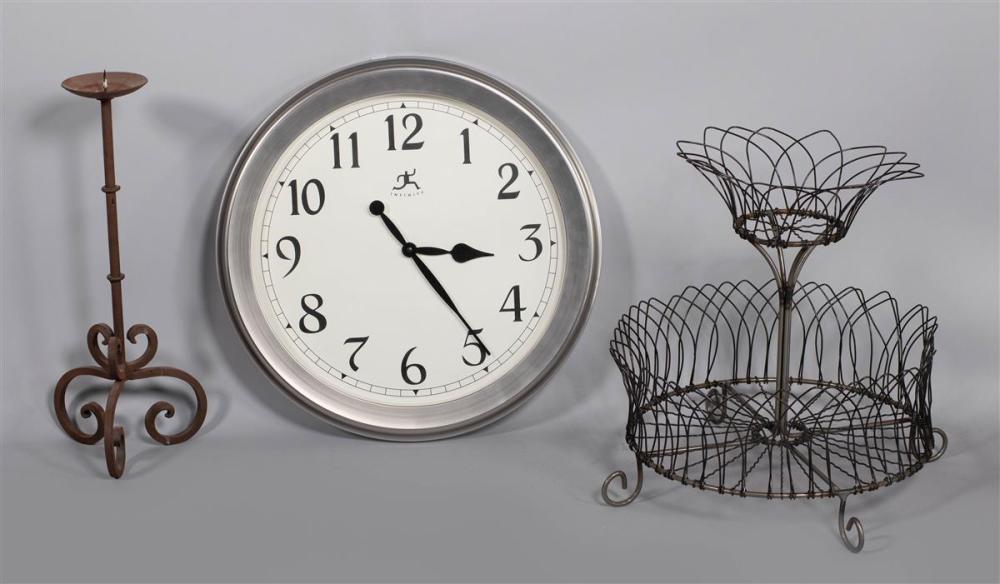 WIREWORK TWO-TIER BASKET, WALL CLOCK