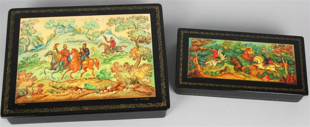 TWO MSTERA RUSSIAN LACQUER BOXES  33b240