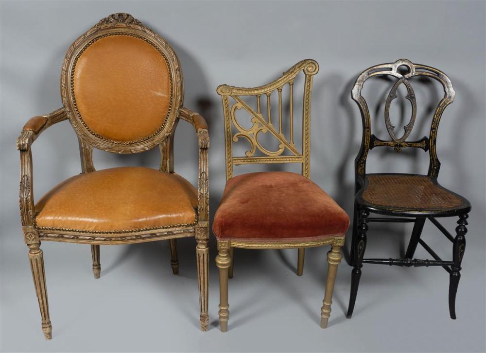 GROUP OF THREE FRENCH STYLE CHAIRSGROUP