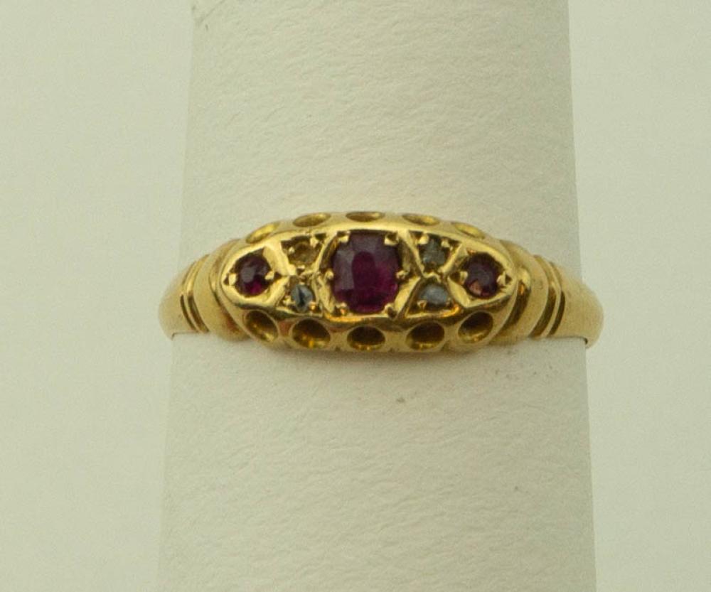 ANTIQUE 18K YELLOW GOLD GARNET 33b2cb