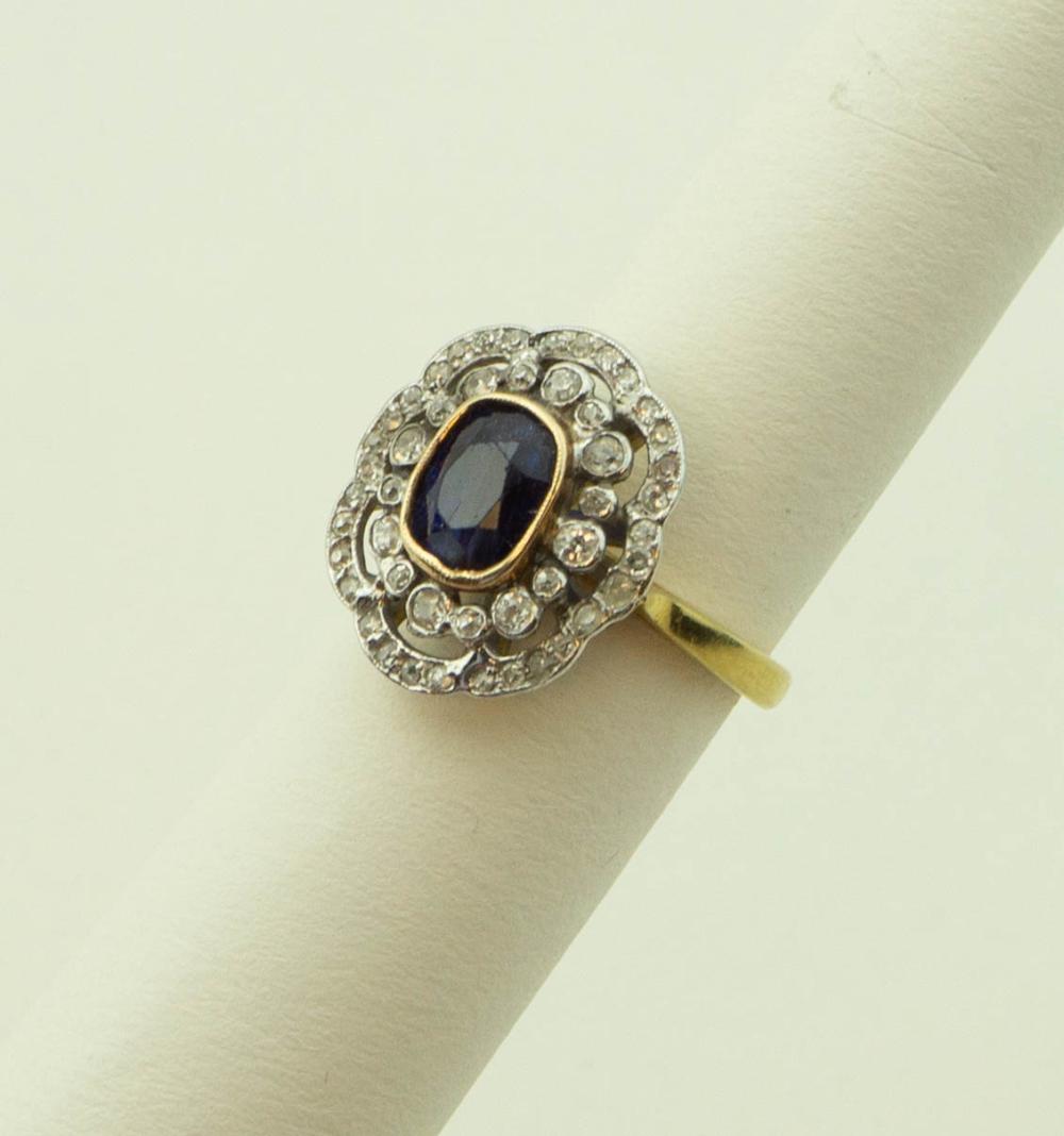 ANTIQUE 18K SAPPHIRE AND DIAMOND 33b2c5