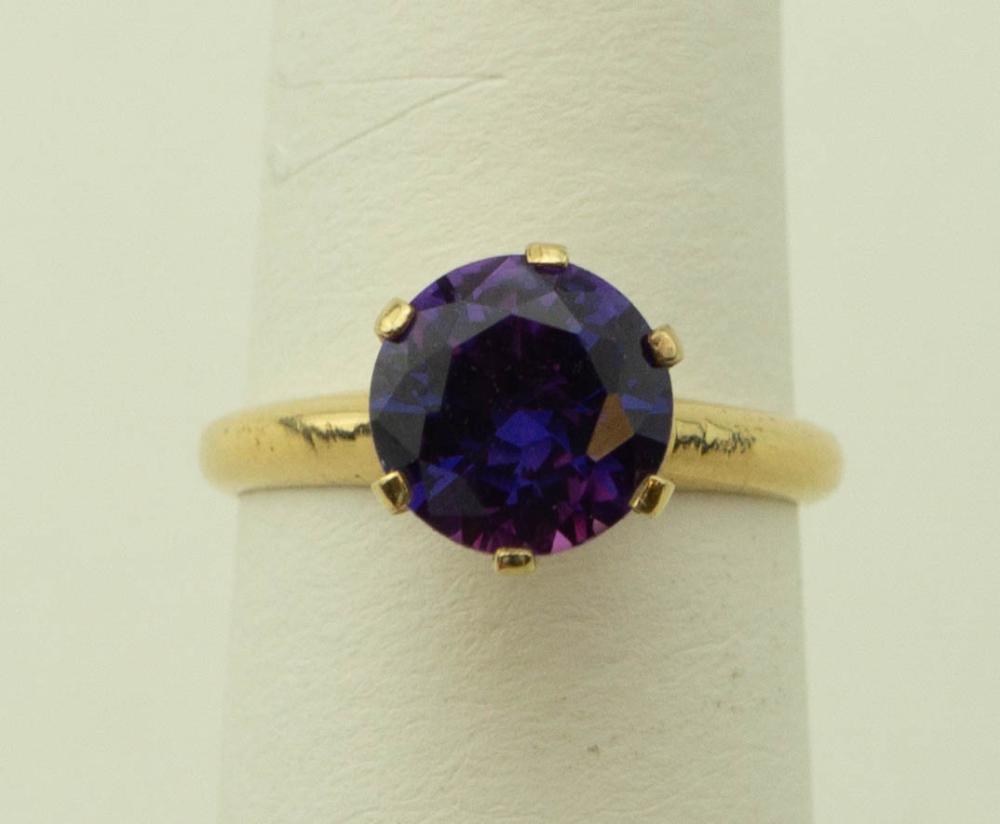 14K YELLOW GOLD SYNTHETIC PURPLE 33b2d4