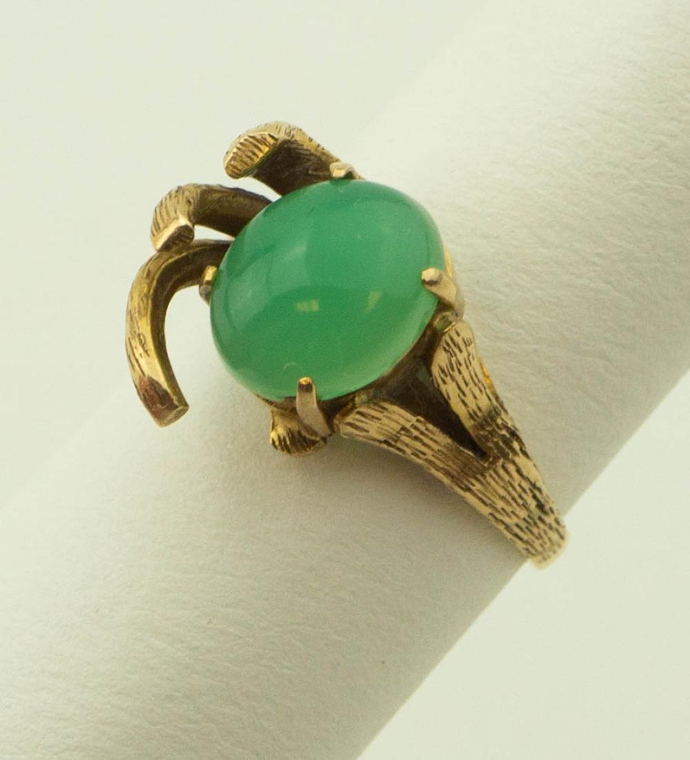 14K YELLOW GOLD AND CHRYSOPRASE