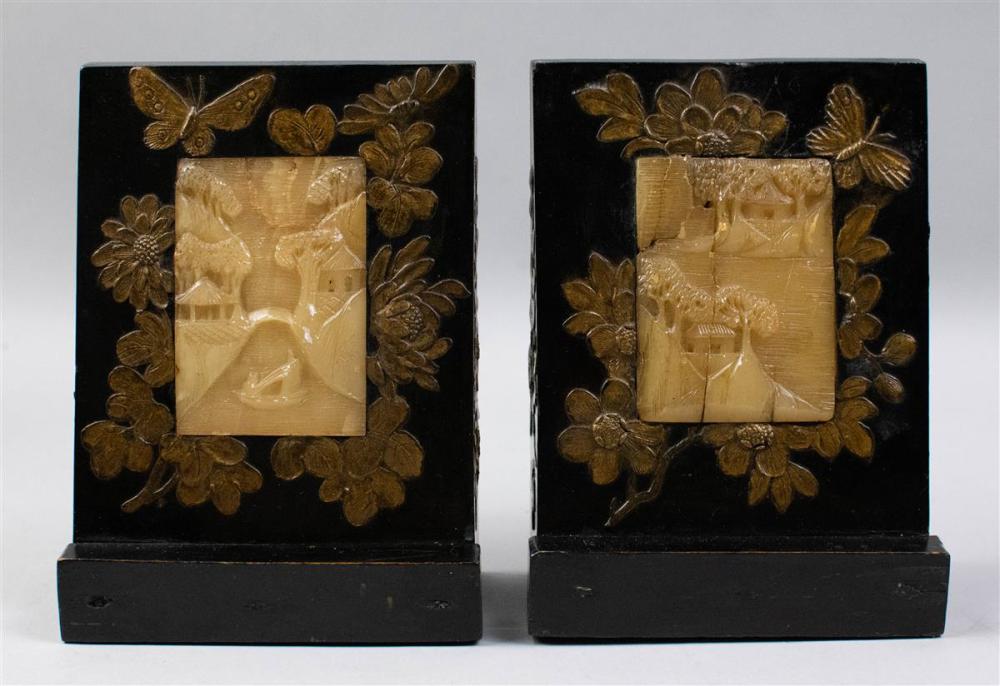 PAIR OF ASIAN BLACK AND GOLD LACQUER