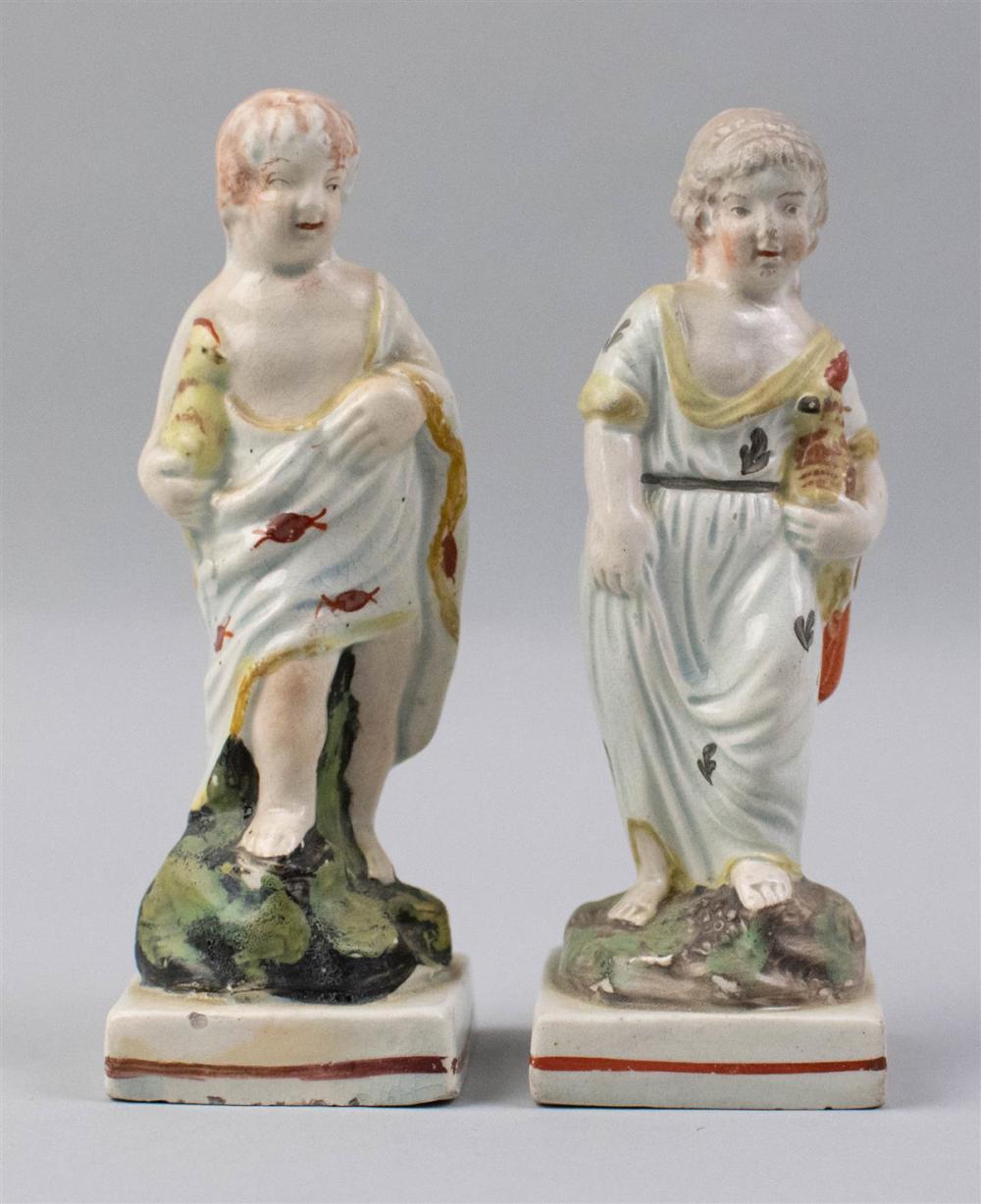 PAIR OF ENGLISH PEARLWARE COMPANION