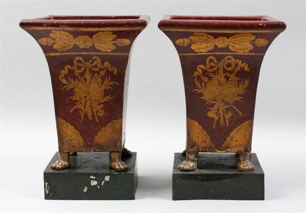 PAIR OF FRENCH EMPIRE TOLE PEINTE