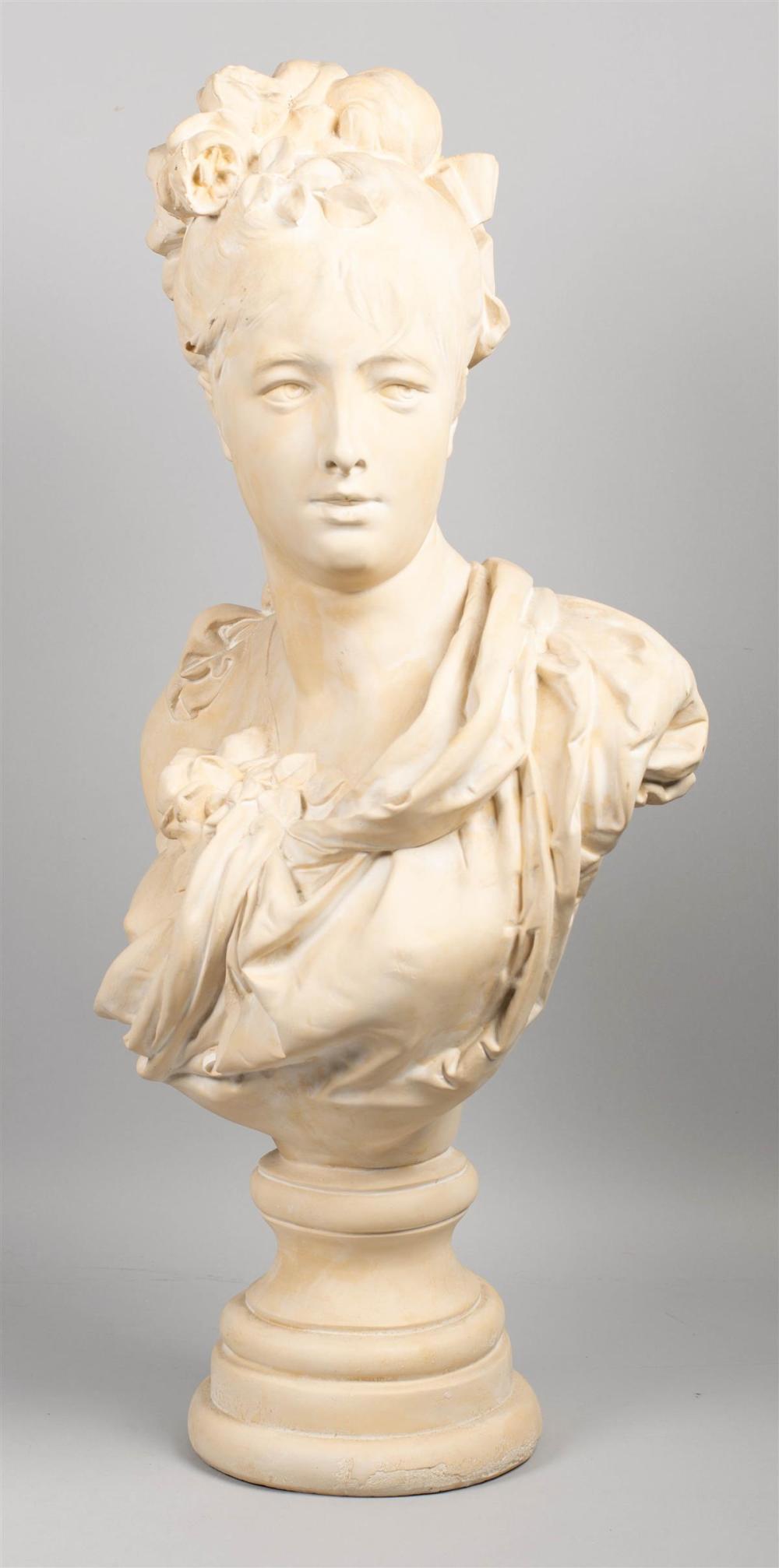 PLASTER BUST OF A YOUNG WOMAN,