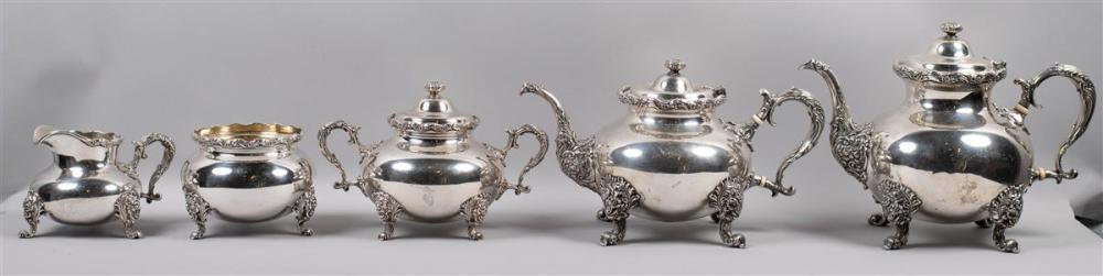 WHITING SILVER FIVE-PIECE TEA AND COFFEE