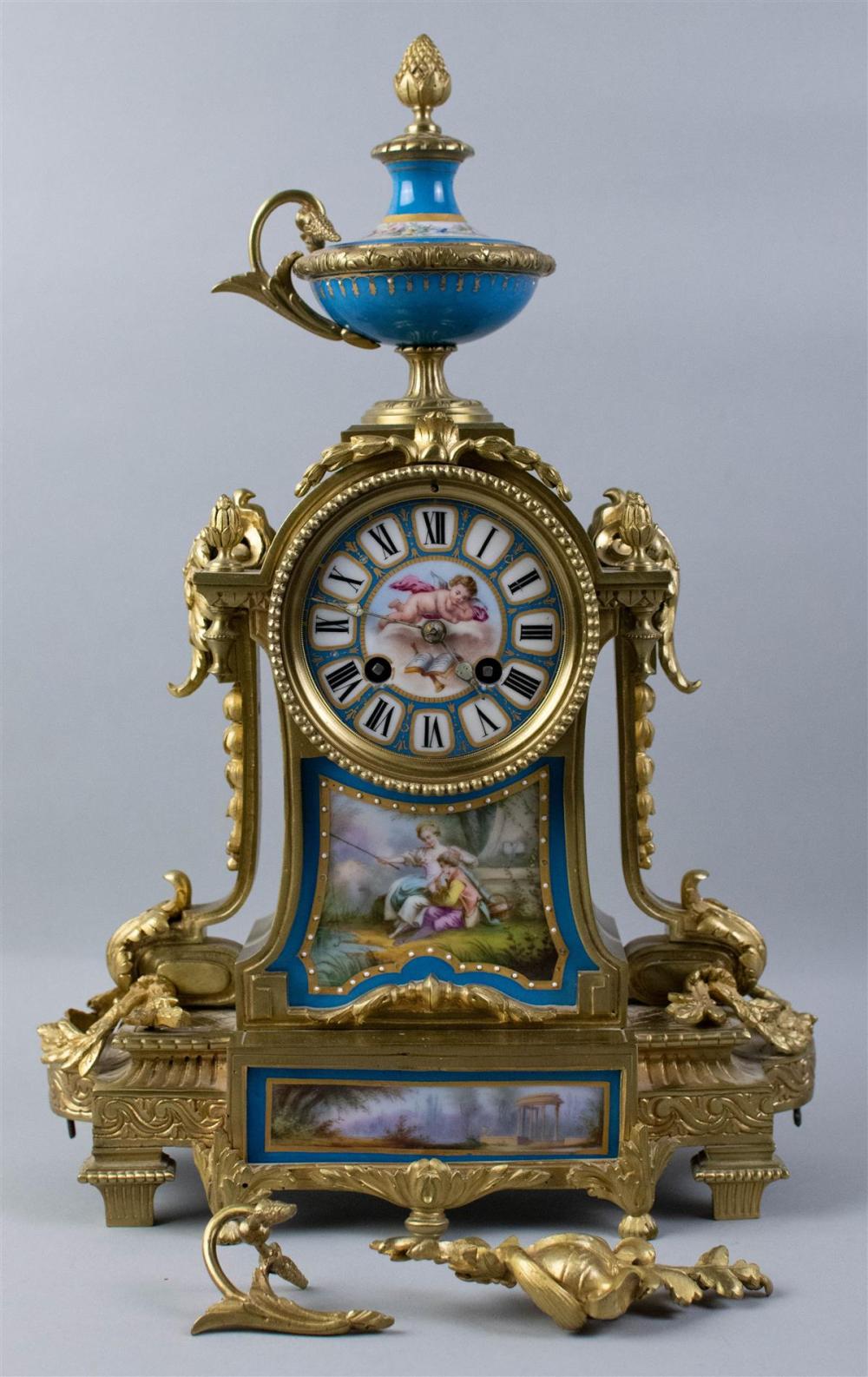 GILT-BRONZE MANTEL CLOCK WITH SEVRES-STYLE