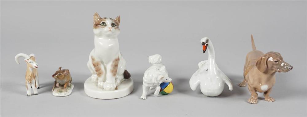 FIVE SMALL MEISSEN MODELS OF ANIMALS
