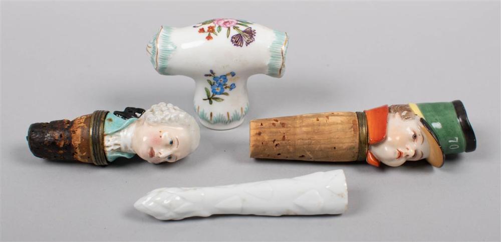 TWO GERMAN PORCELAIN WALKING STICK