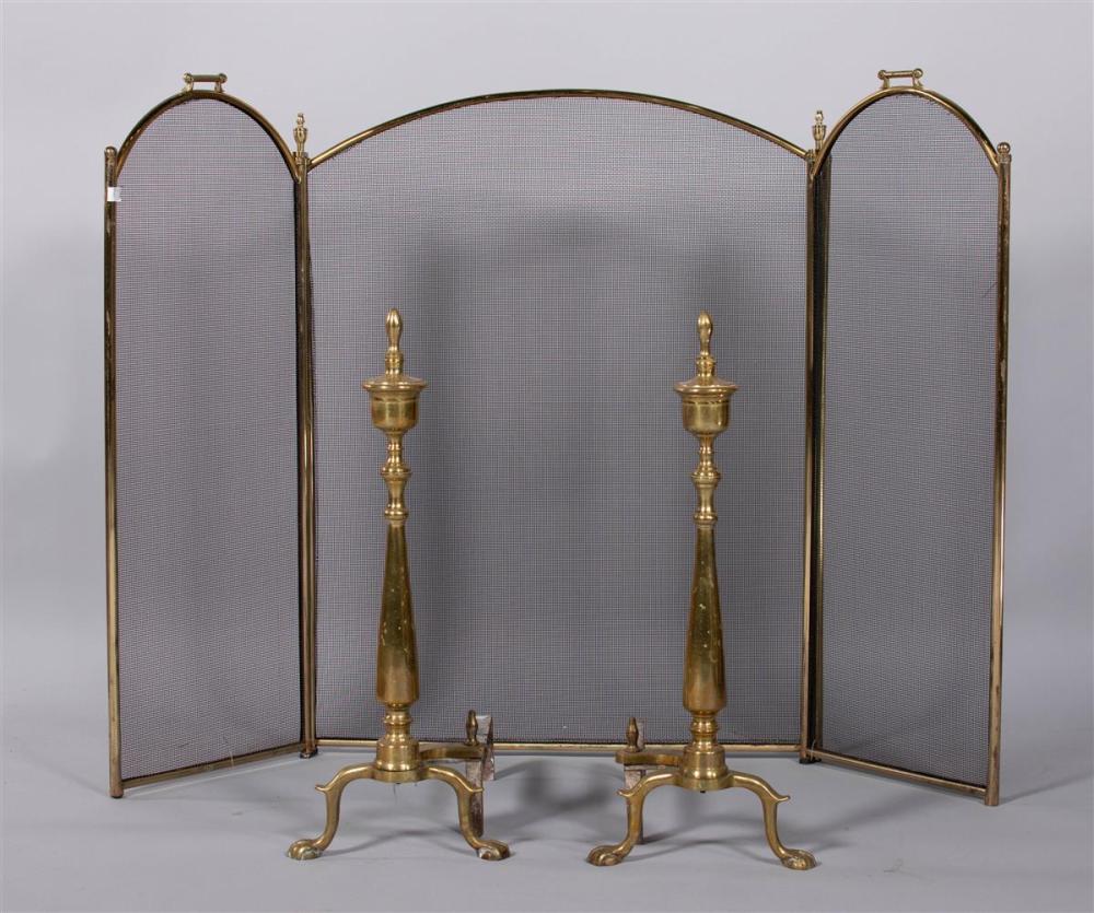 BRASS-TRIMMED THREE-PANEL ARCHED