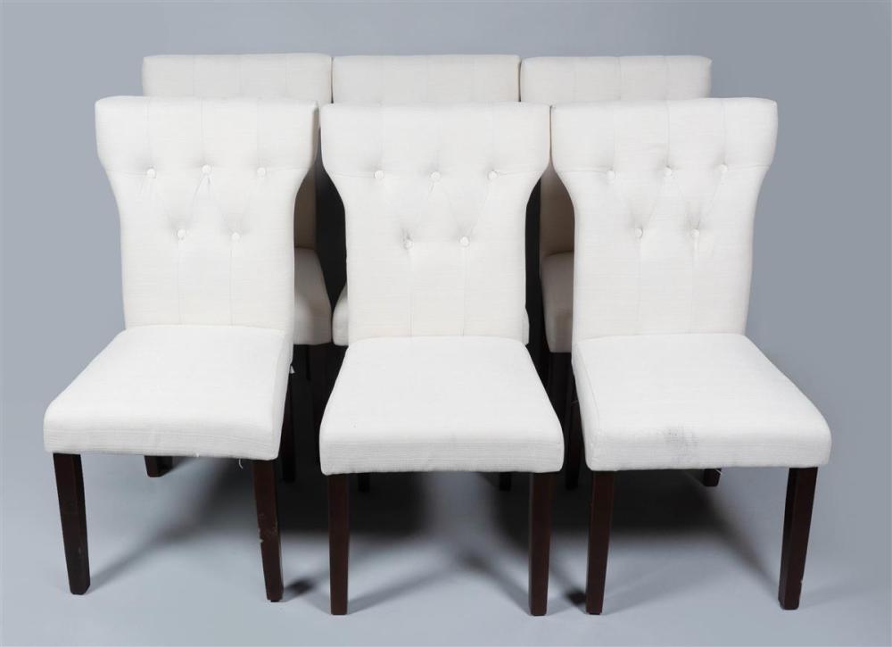 SET OF SIX MODERN WHITE UPHOLSTERED