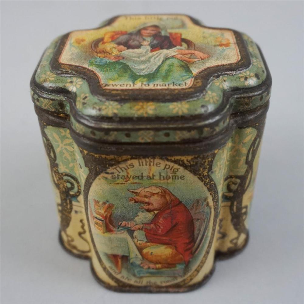 TIN BOX WITH SCENES ILLUSTRATING