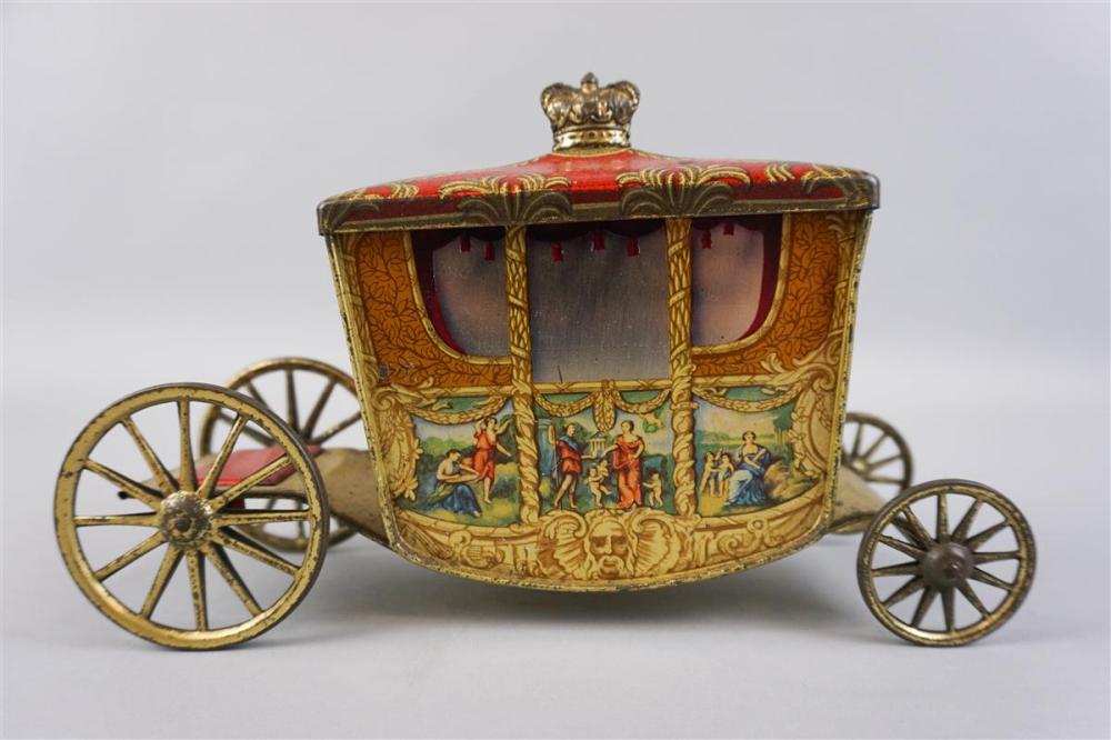 CARRIAGE-FORM BISCUIT TIN BY W&R