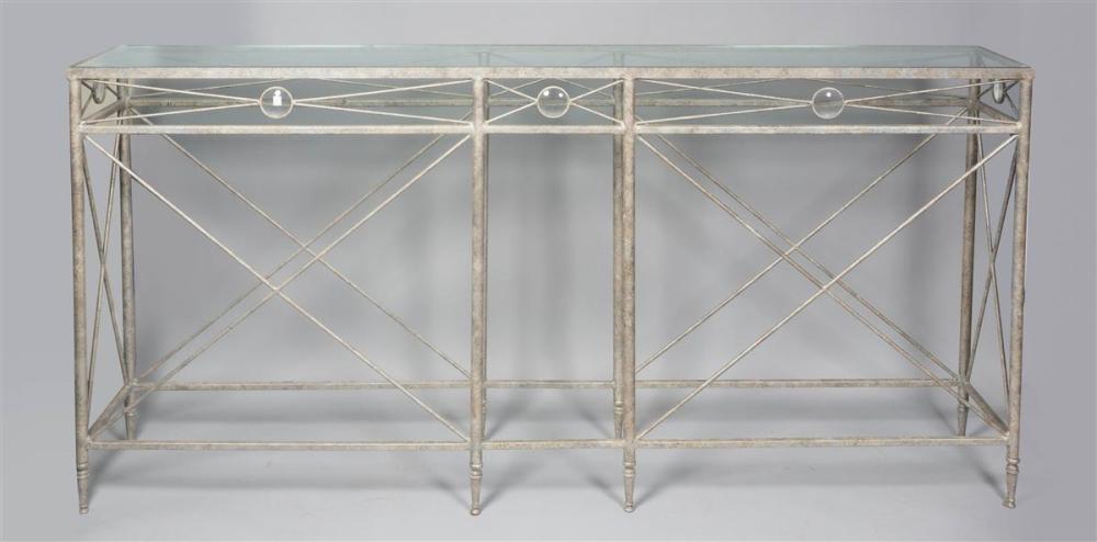MODERN GLASS TOP CONSOLE IN THE