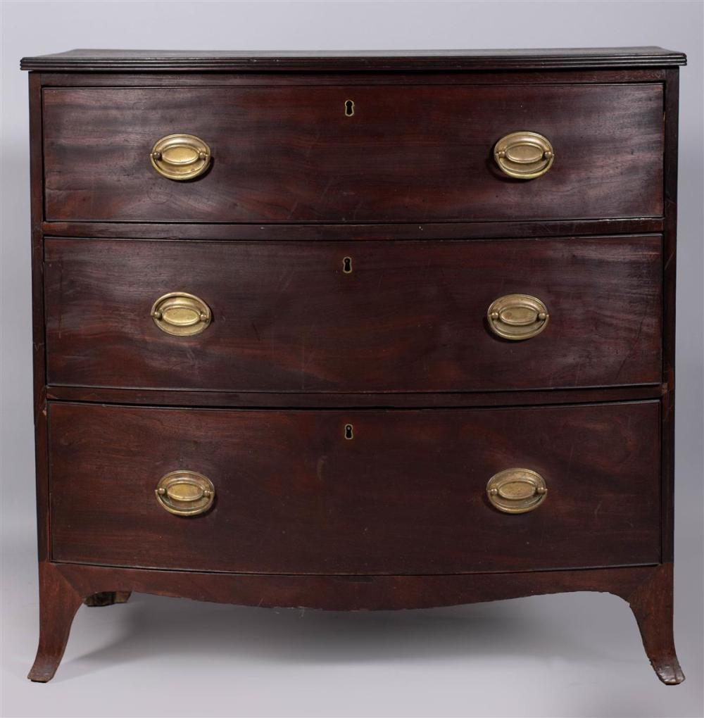 LATE GEORGE III MAHOGANY BOW FRONT