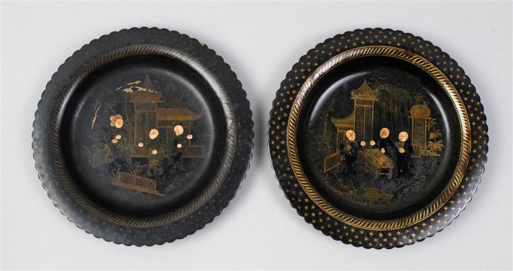 PAIR OF JAPANNED WINE COASTERSPAIR OF