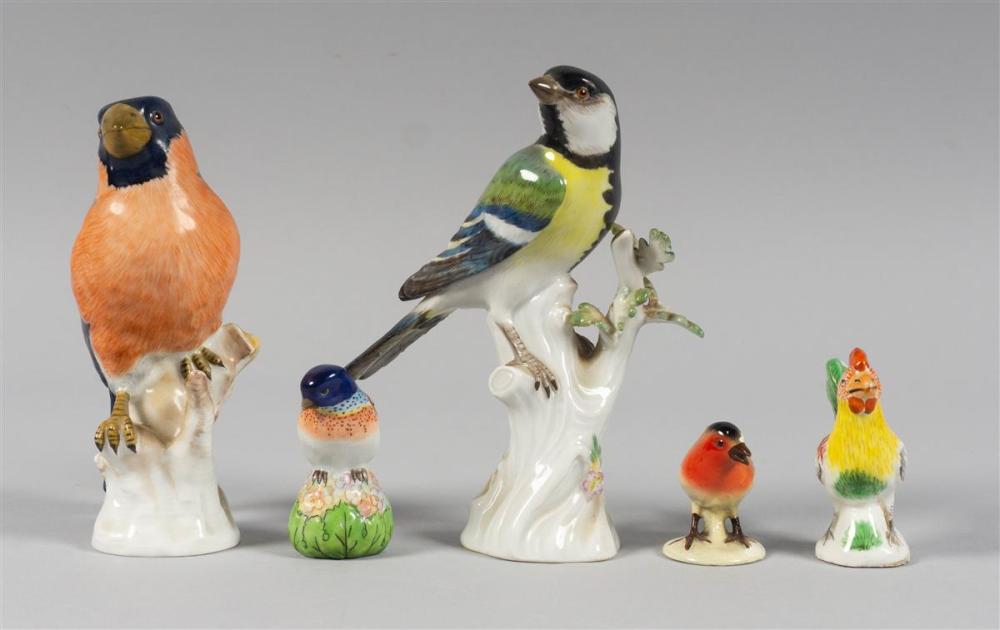 FIVE GERMAN PORCELAIN MODELS OF