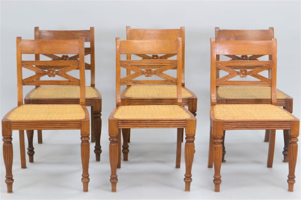 SET OF SIX ANGLO-INDIAN STYLE TEAK