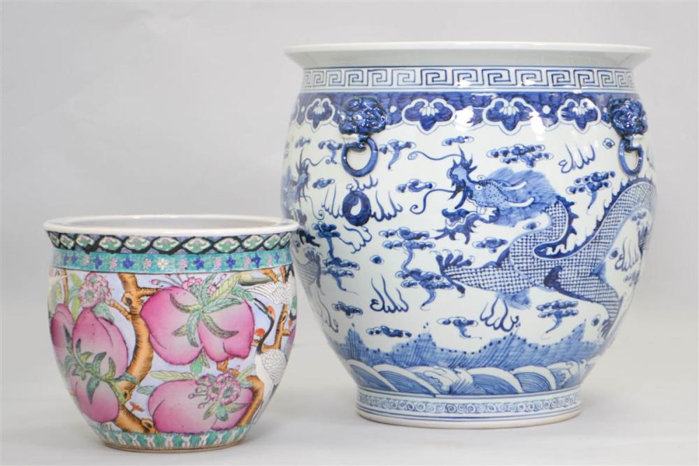 TWO CHINESE PORCELAIN FISH BOWLSTWO