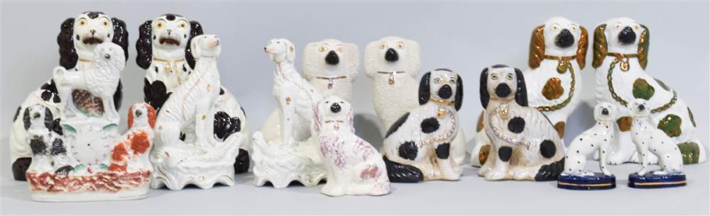 GROUP OF 14 STAFFORDSHIRE CERAMIC DOGSGROUP
