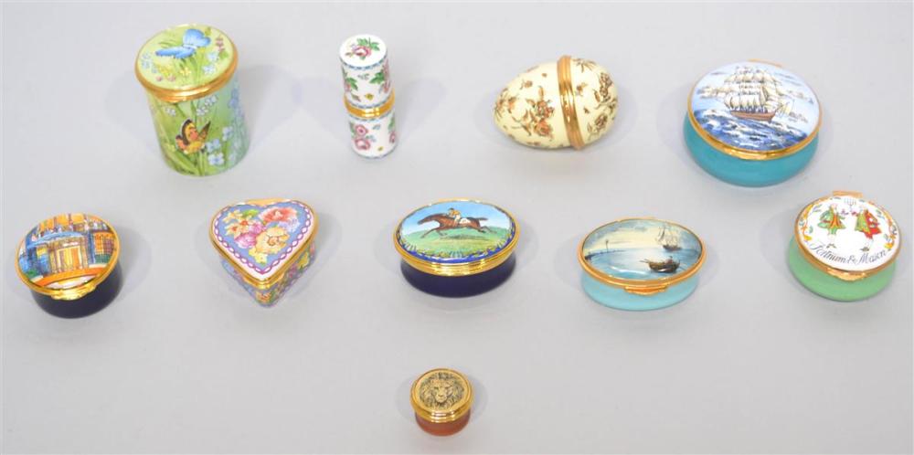 GROUP OF TEN ENGLISH ENAMELED PORCELAIN