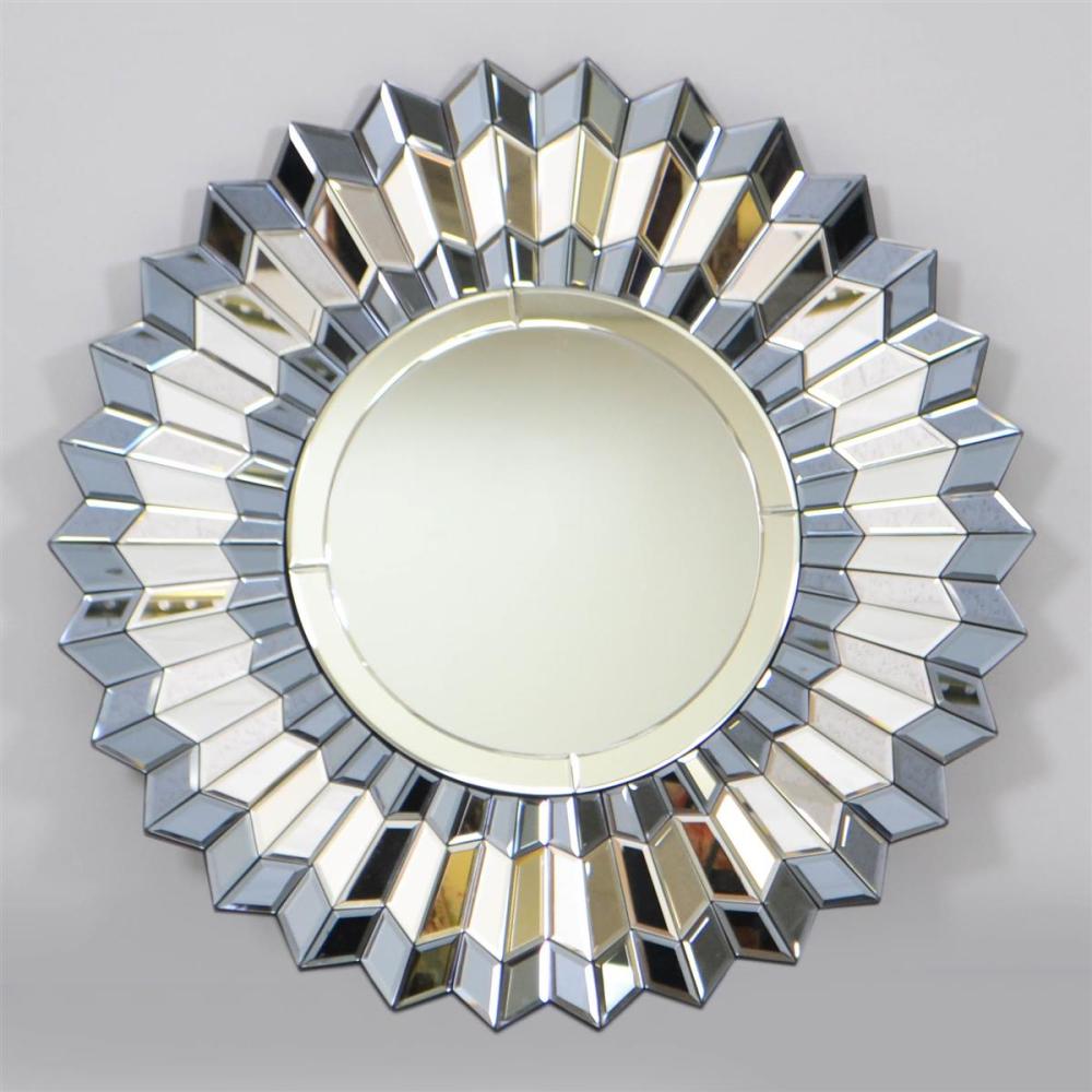 CONTEMPORARY BLUE TINTED SUNBURST MIRRORCONTEMPORARY