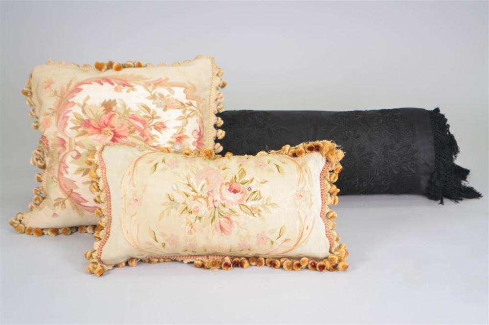 TWO AUBUSSON STYLE TAPESTRY PILLOWS 33b6c1