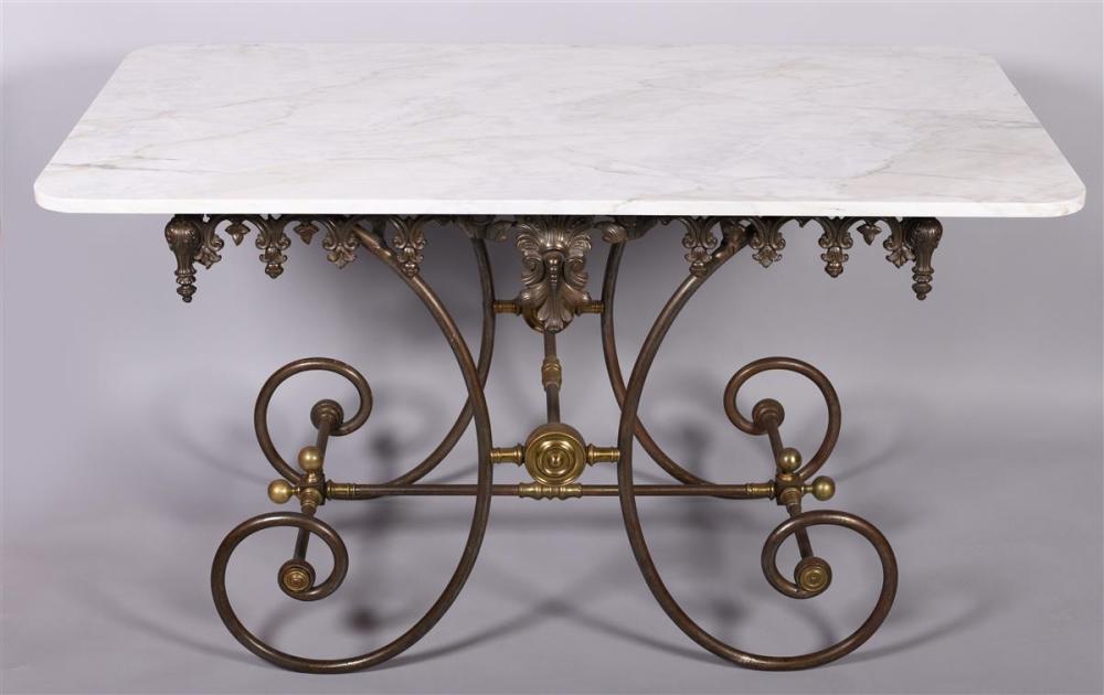 FRENCH CAST IRON AND BRASS WHITE