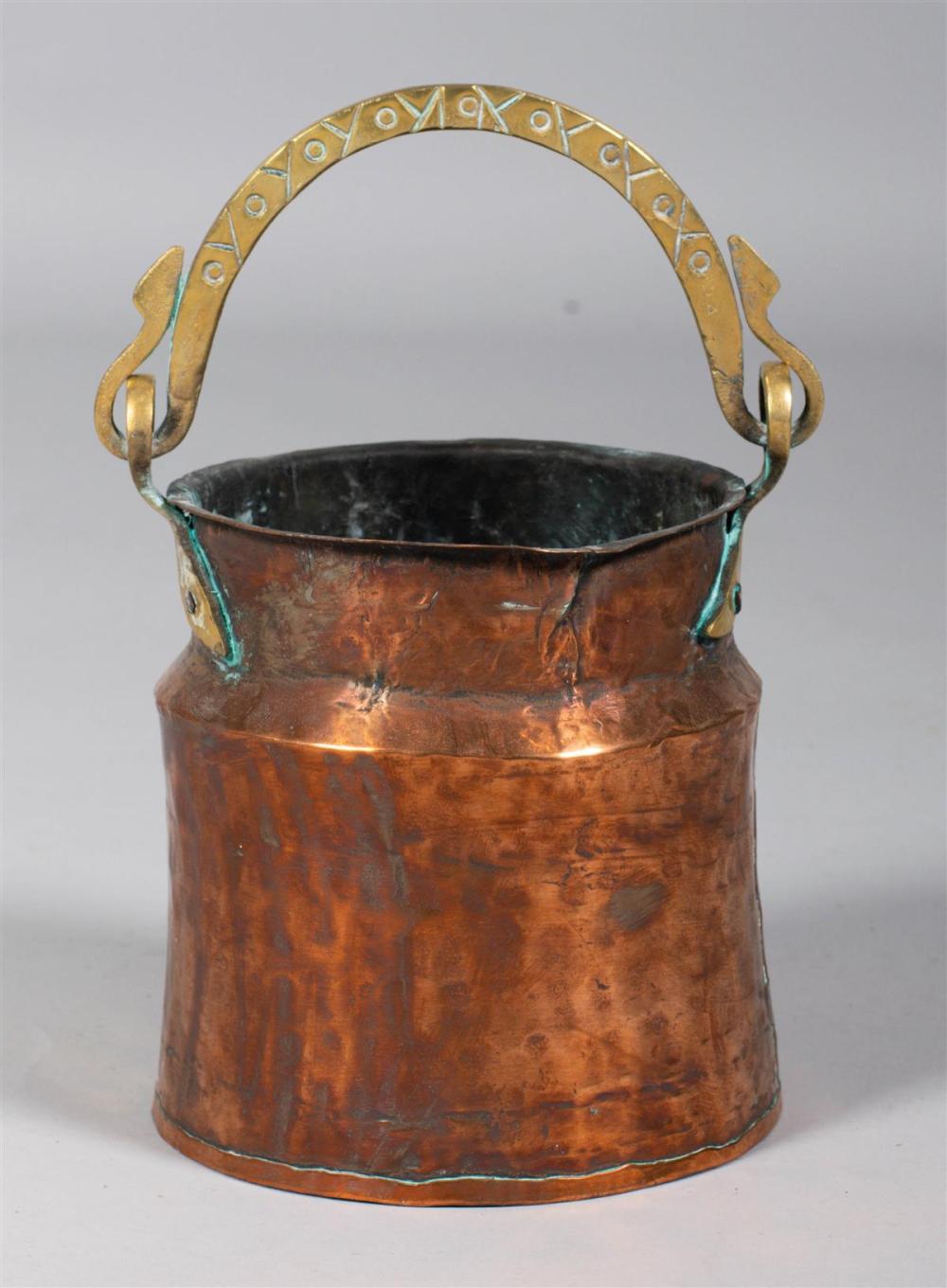 HANDMADE COPPER BUCKET WITH BRASS