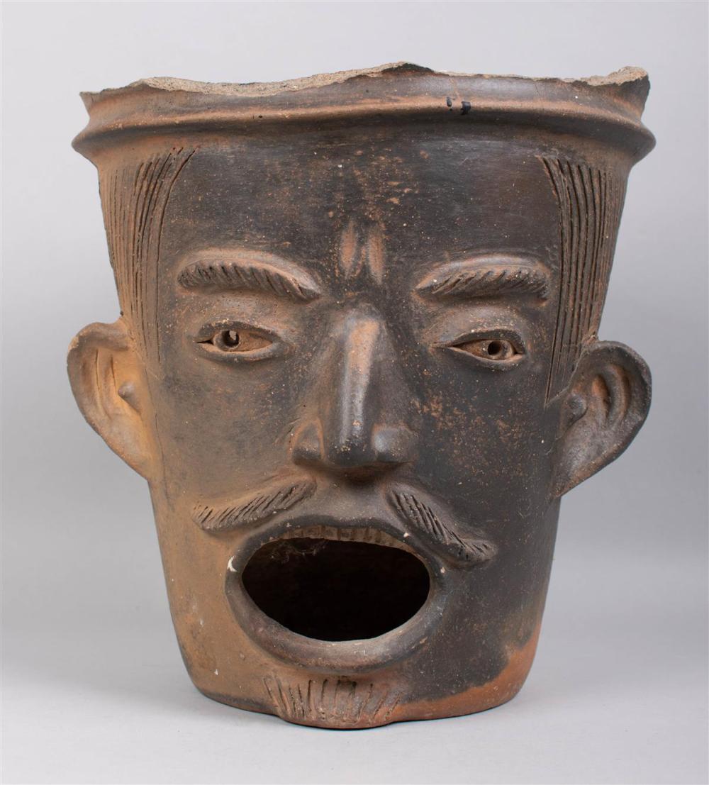 LARGE POTTERY 'FACE' DECORATED