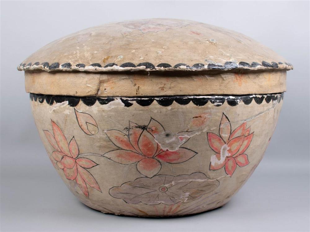 CHINESE LARGE PAPIER MACHE COVERED