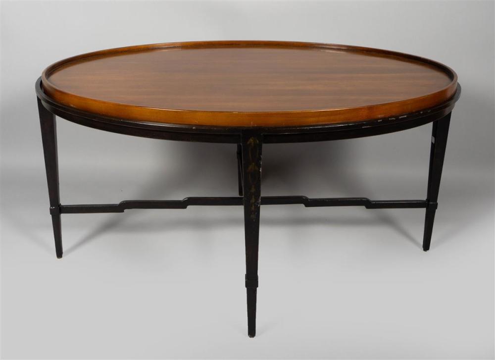 CONTEMPORARY CHERRY AND IRON TRAY TABLECONTEMPORARY