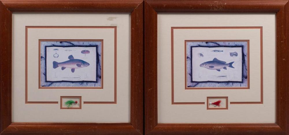 PAIR OF FISH IMAGES WITH HOOKS