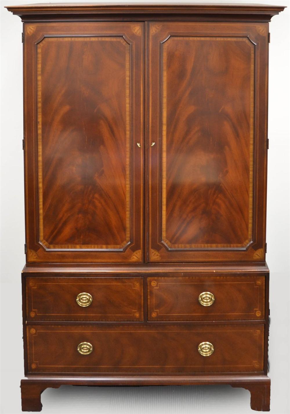 BAKER INLAID MAHOGANY LINEN PRESS,