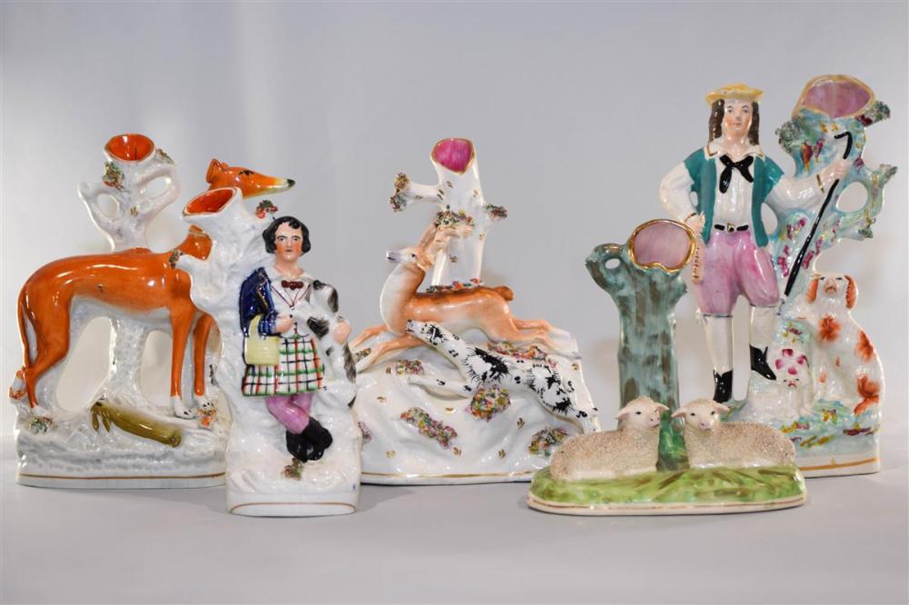 GROUP OF FIVE STAFFORDSHIRE CERAMIC