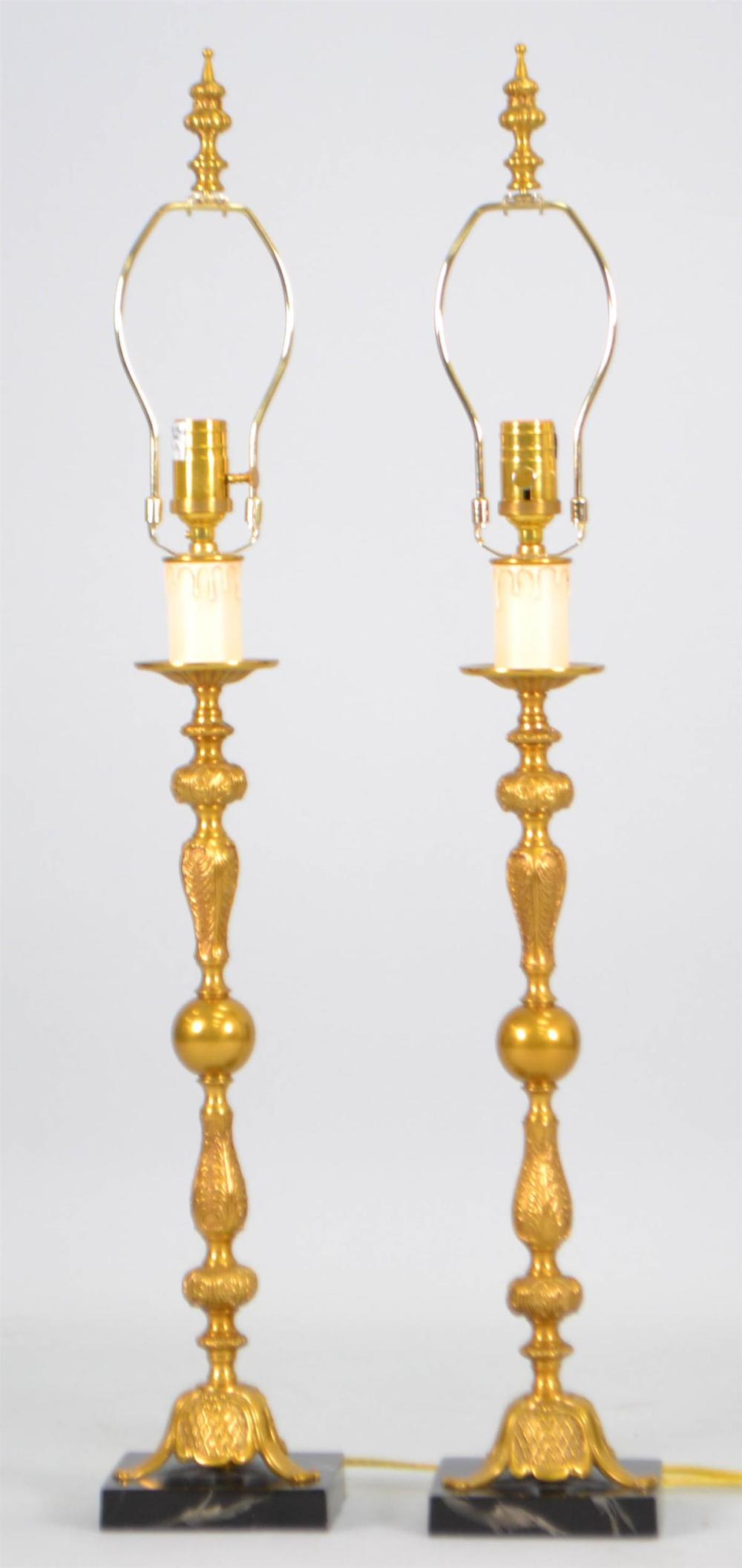 PAIR OF ROCOCO STYLE CAST BRASS