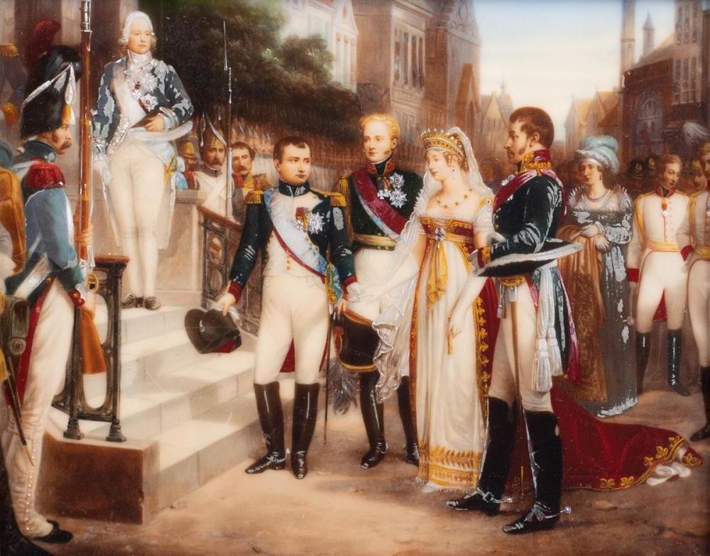 FRENCH PLAQUE, NAPOLEON I AND QUEEN